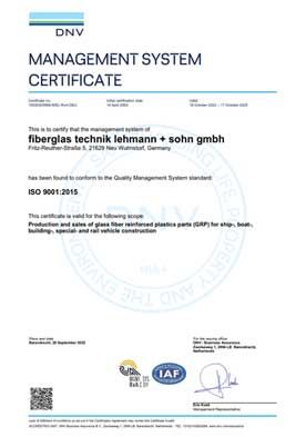 Zertifikat nach DIN EN ISO 9001:2015 English